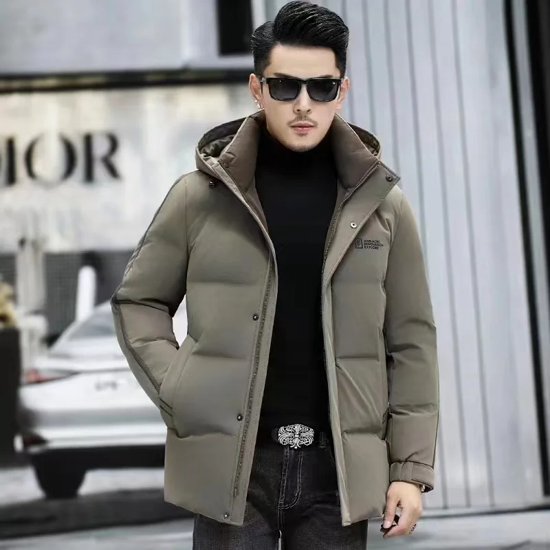 New High Quality Down Jacket Removable Hat Designer Clothes Men Duck Down Coats Winter Warm Jacket Men Coat Casual Man