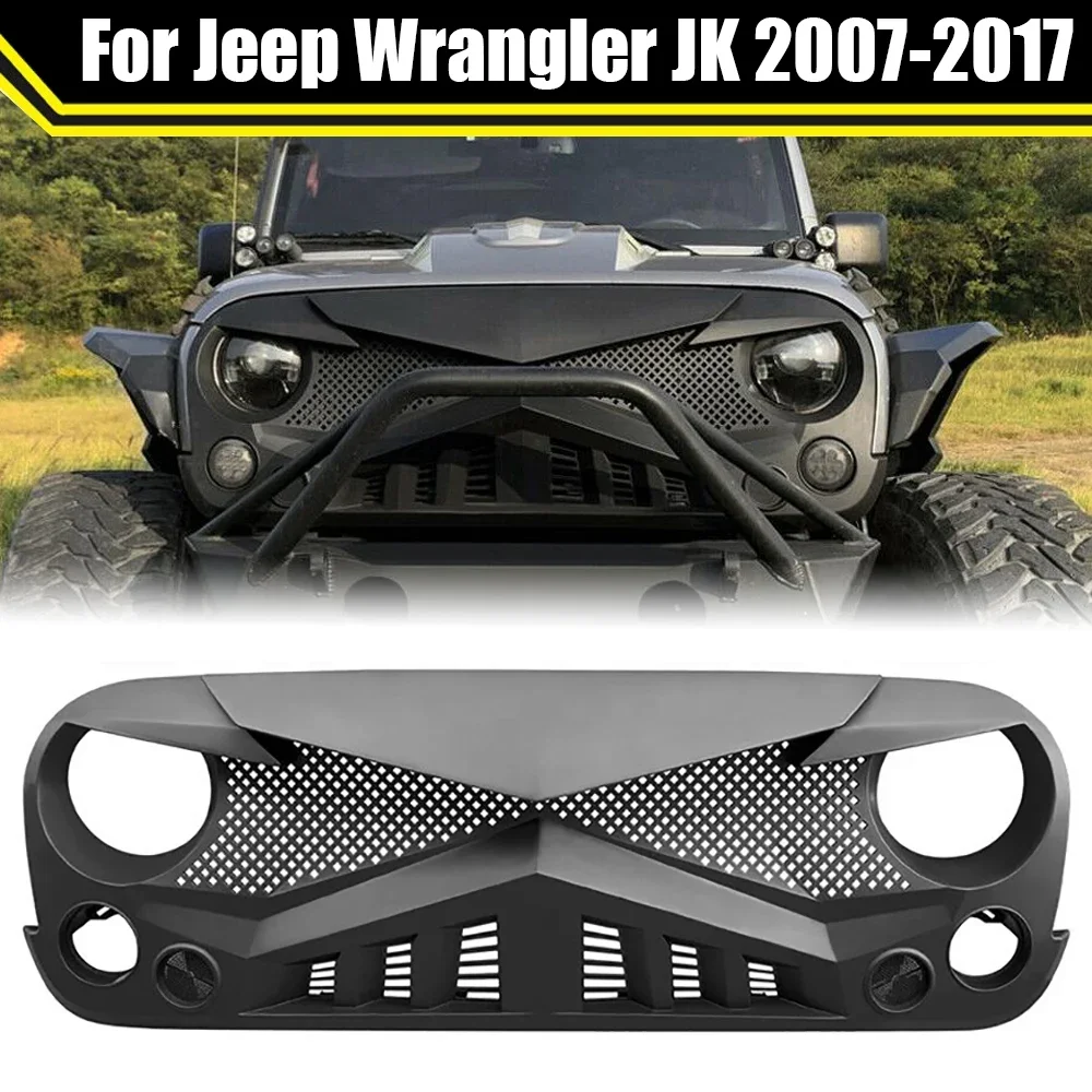 

For Jeep Wrangler JK 2007-2017 Replacement Knight Grill Auto Grills Exterior Modified Front Racing Grille Bumper Guard With Mesh