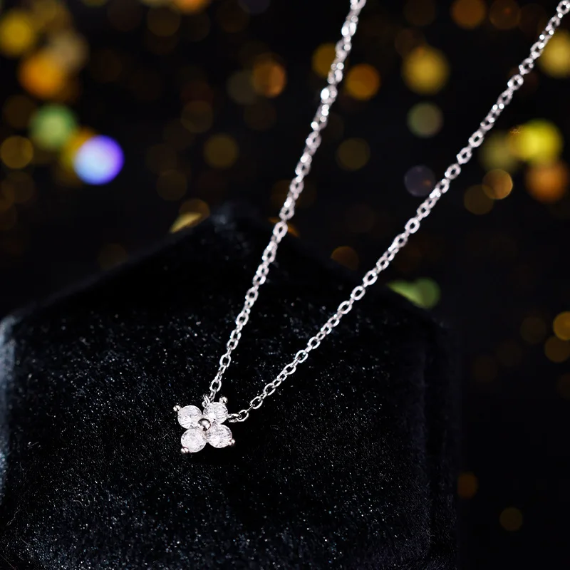18k Plated Flower Moissanite Choker Necklace for Women Girls Neck Chain Sparkling 925 Sterling Silver Jewelry Pendant Choker