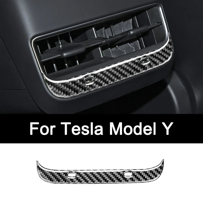 

For Tesla Model Y, Premium Carbon Fiber Car Rear Air Conditioning Vents Sticker Interior Modification Accessories Luxury Upgrade