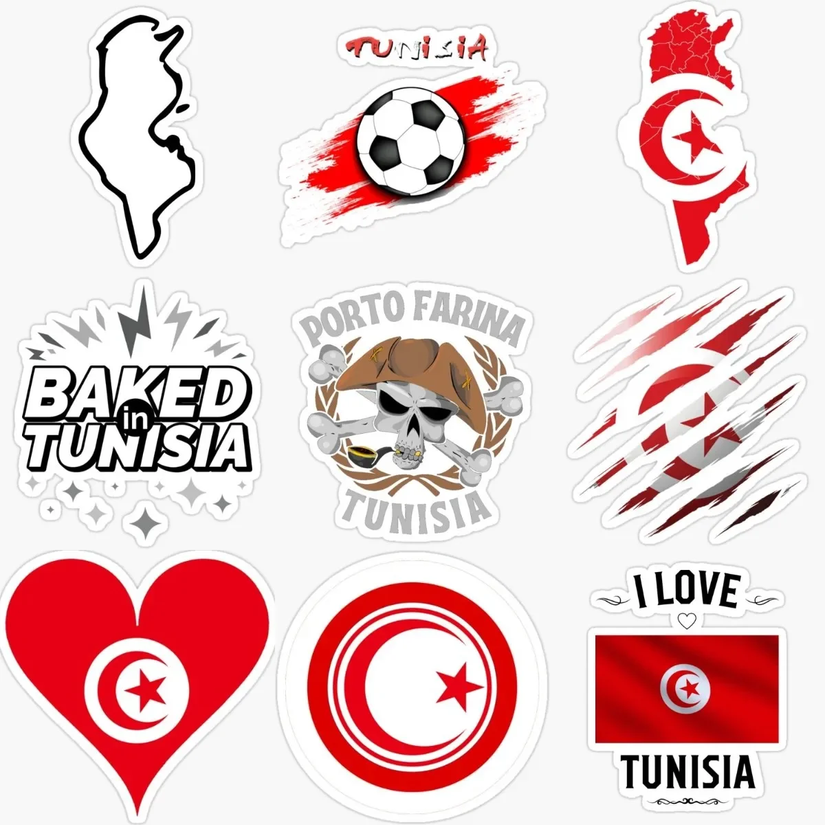 

Tunisia Flag Map Emblem Creative PVC Waterproof Sticker for Decorate Wall Car Van Truck Motorcycle Off-road Decal Accessories