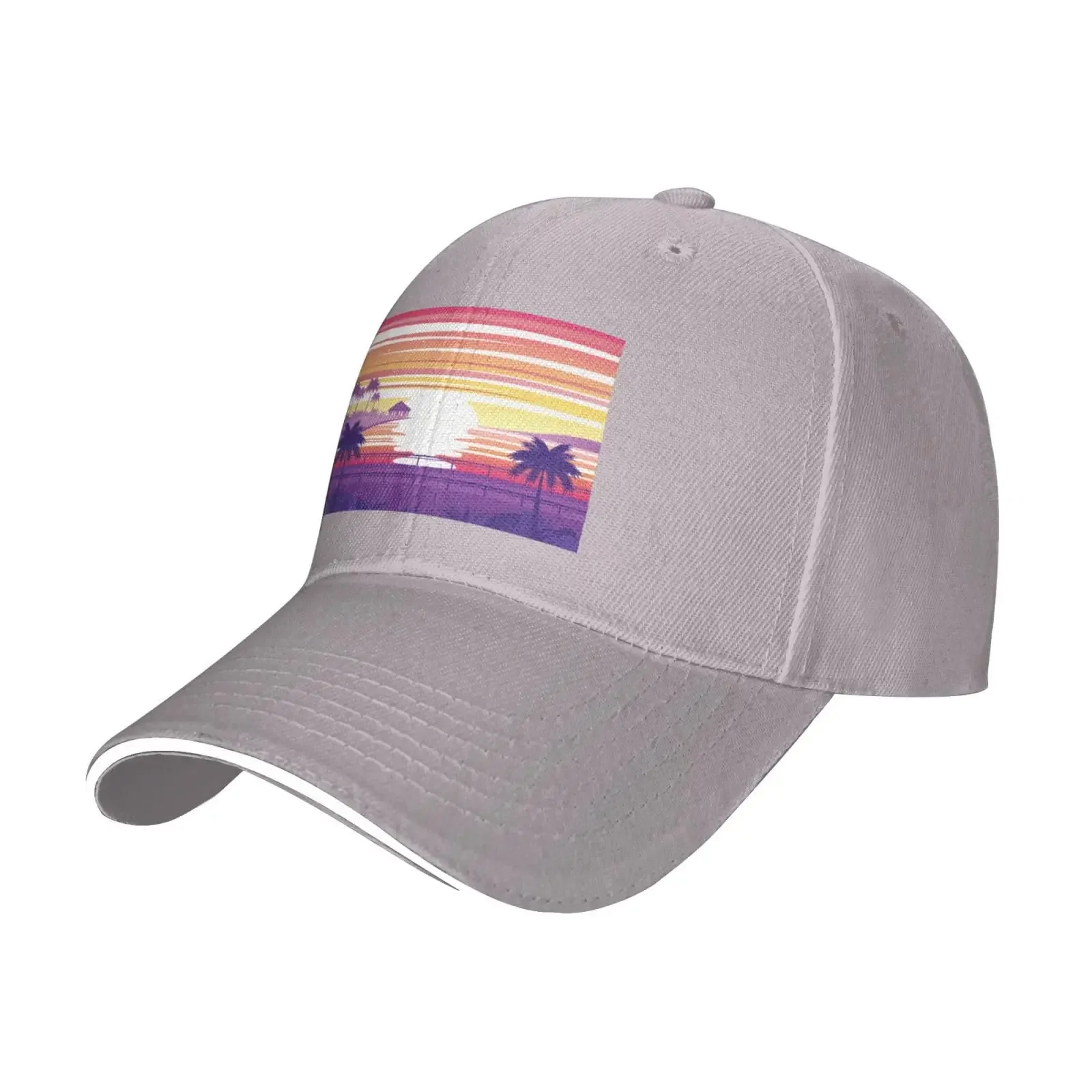 Sunset Palm Tree Landscape Baseball Cap Sandwich Duck Tongue Hat Spring Summer Unisex Fashion Sports Outdoor Travel Daily