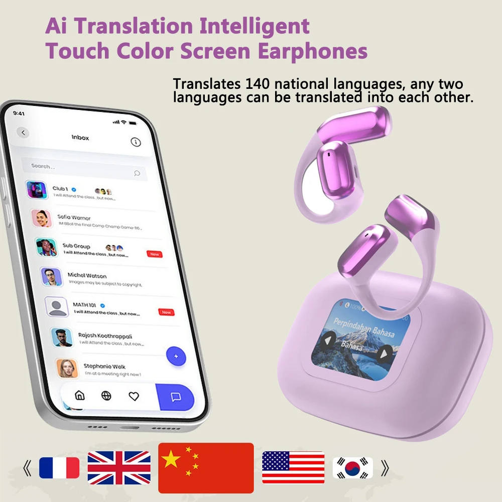 

Multi-Languages Ai Translation Touch Screen Earphones Noise Cancel Earbud Ultra-Long Standby Simultaneous Interpretation Earpods