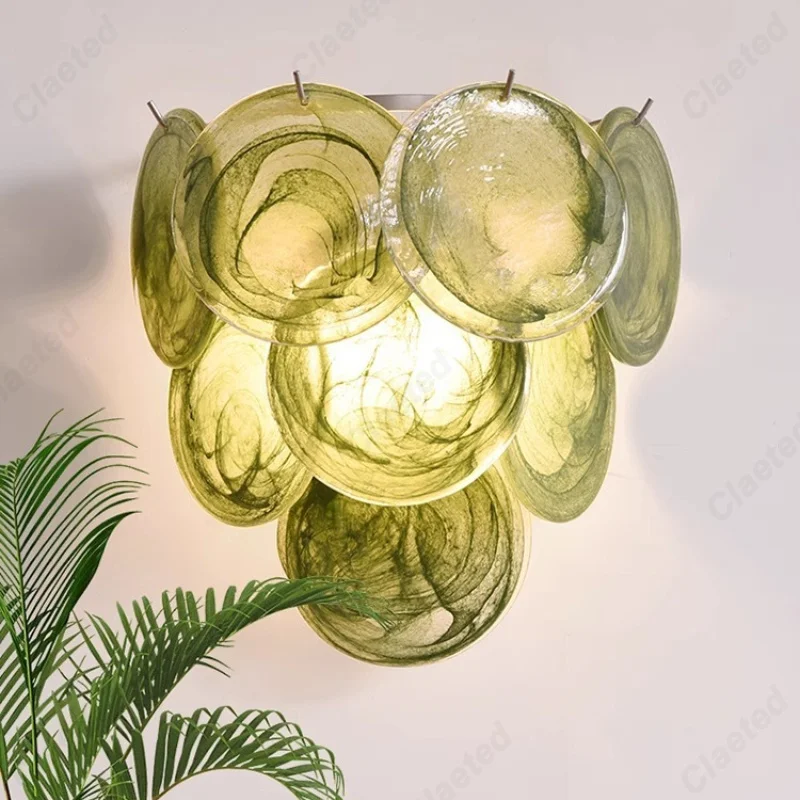 Kolorowa szklana lampa ścienna w stylu Murano, ręcznie robiona, dekoracyjne oświetlenie do domu, odpowiednia do sypialni, salonów i gabinetów.