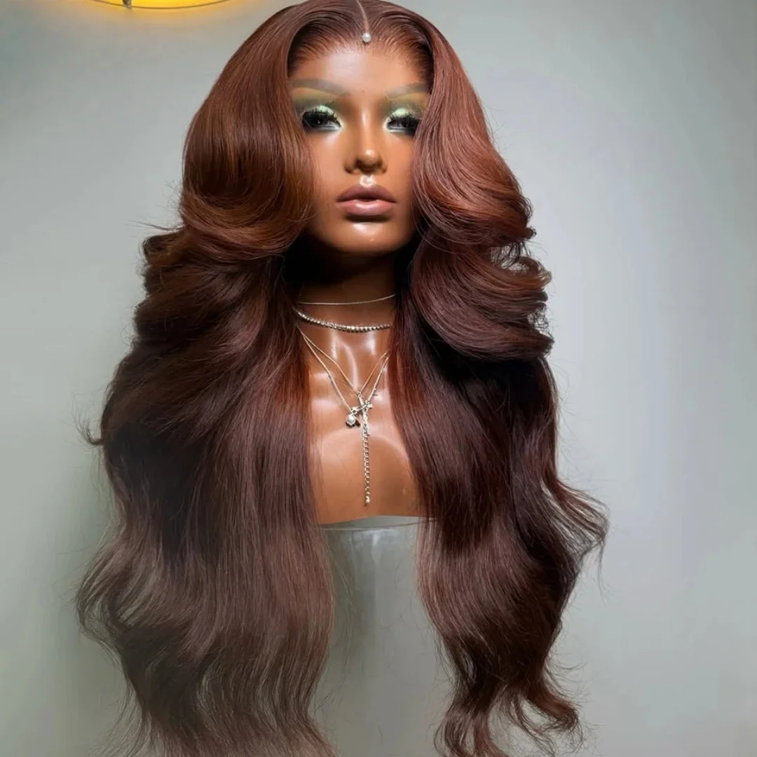 

Brown Glueless Body Wave Soft 5x5 Silk Base Jewish Human Hair With BabyHair HD Lace European Hair Preplucked