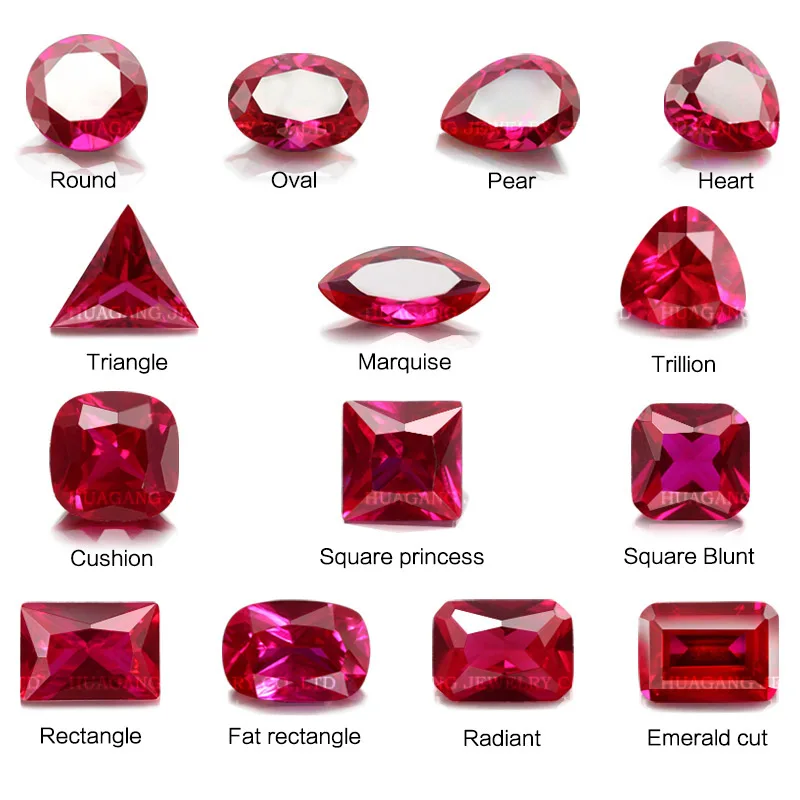 5# Red Ruby Stone Round Squar Spherical Reuleaux triangl Synthetic Corundum Gems Stone For jewelry Wholesale