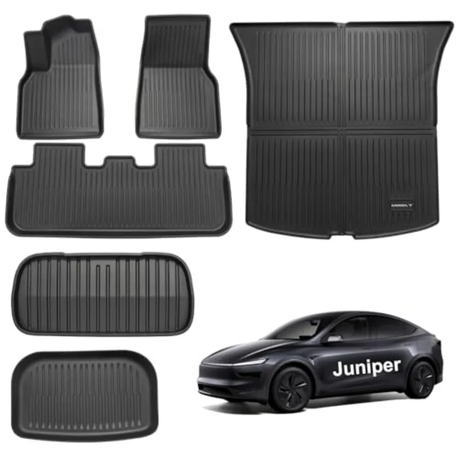 

2025-2026 3D TPE All-Weather Floor Mats for Tesla Model Y Juniper Custom Fit 6-Piece Set with Trunk Liner Heavy Duty Odorless R