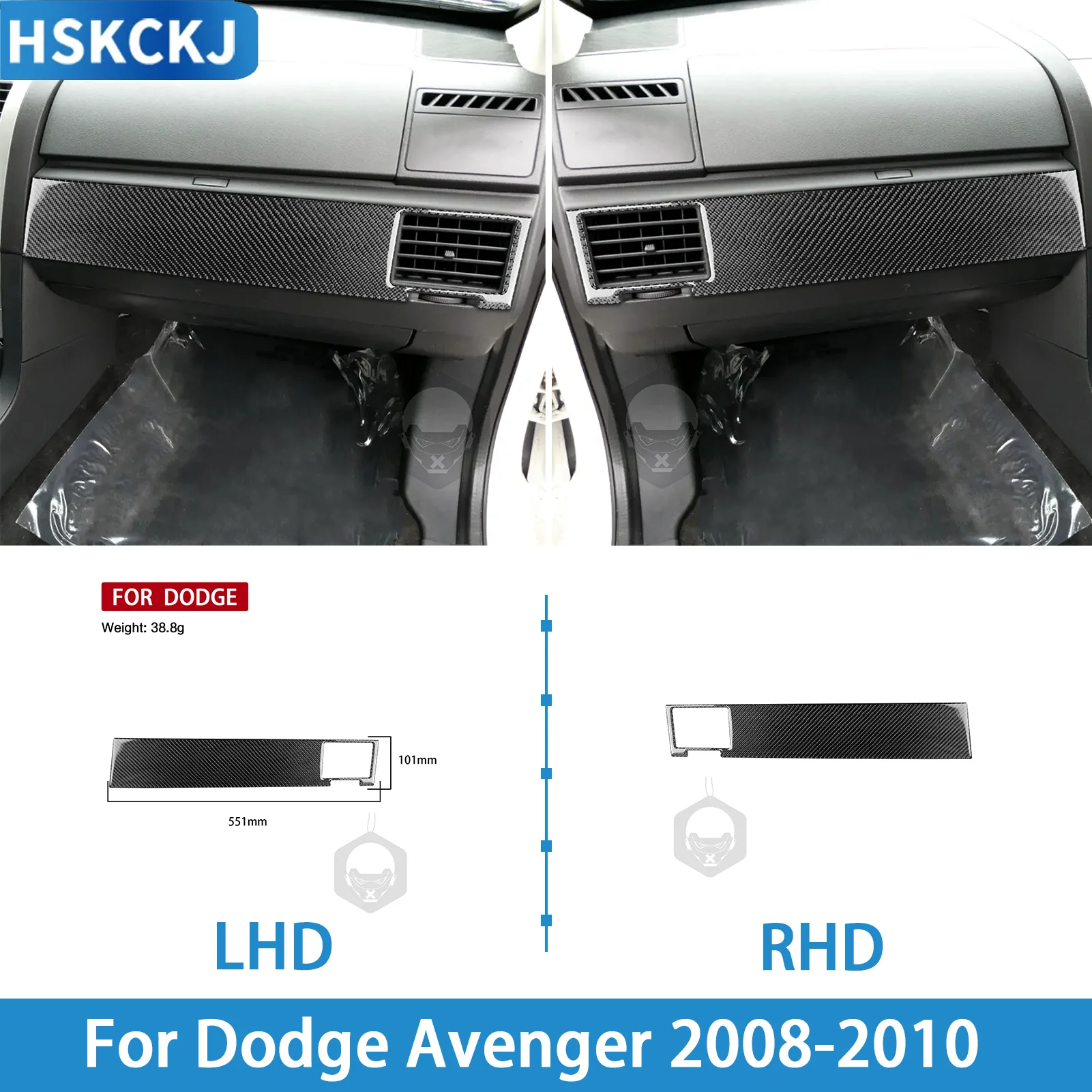 For Dodge Avenger 2008-2010 Real Carbon Fiber Passenger Side Air Vent 1PCS Car Interior Decoration Accessories Styling Sticker