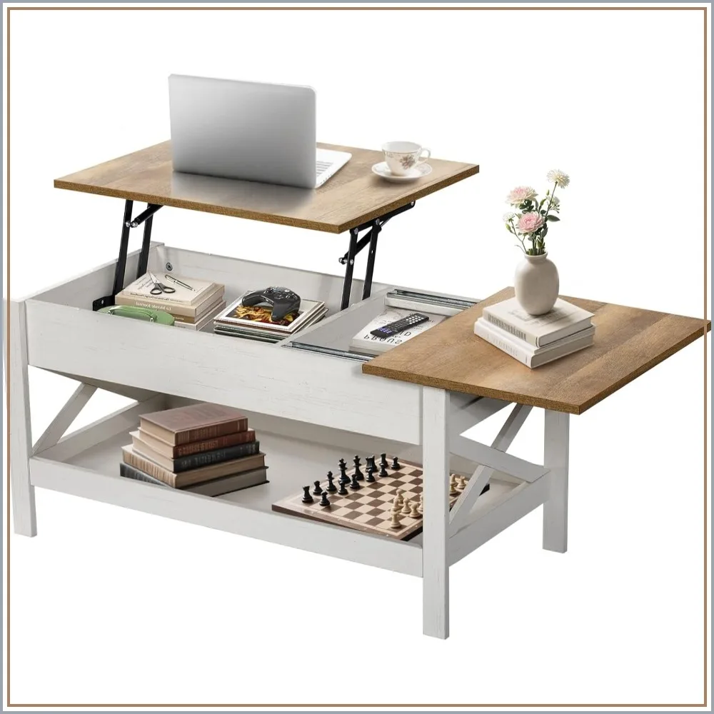 Lift Top Coffee Table with Storage, Hidden Compartment, Dining Table for Living Room