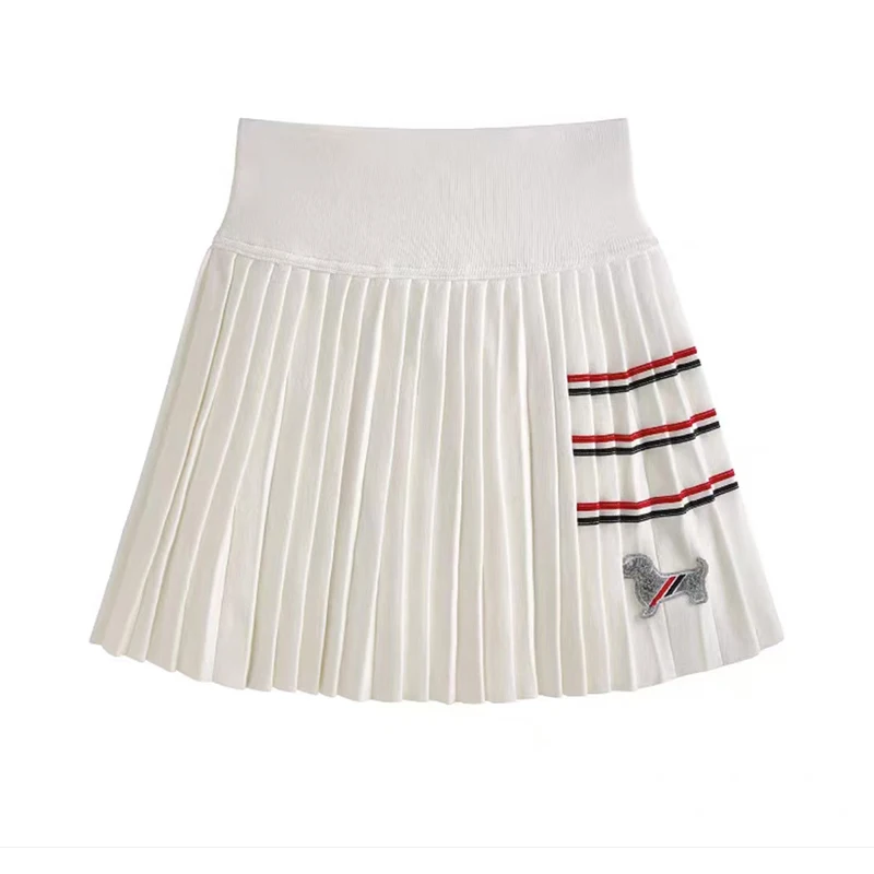 Women's Golf Spring and Autumn New Women's Outdoor Sports Skirt Casual Versatile Elastic Knitted Skirt Solid Color pleated Skirt