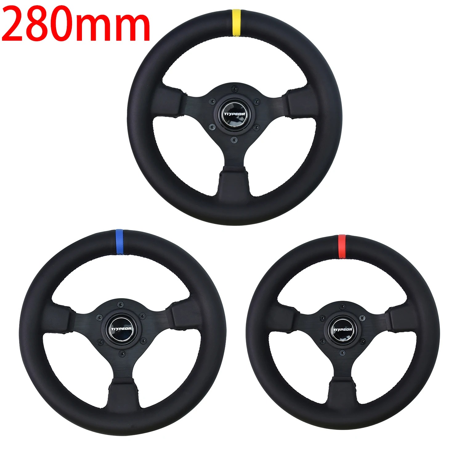 Black Microfiber Leather Yellow Connector 280mm Racing Steering Wheel Universal Modified Sport Steering Wheel