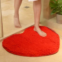 Alfombra antideslizante en forma de corazón de chenilla de microfibra, alfombrilla de corazón de melocotón, almohadilla absorbente para baño, juego de alfombrillas de baño