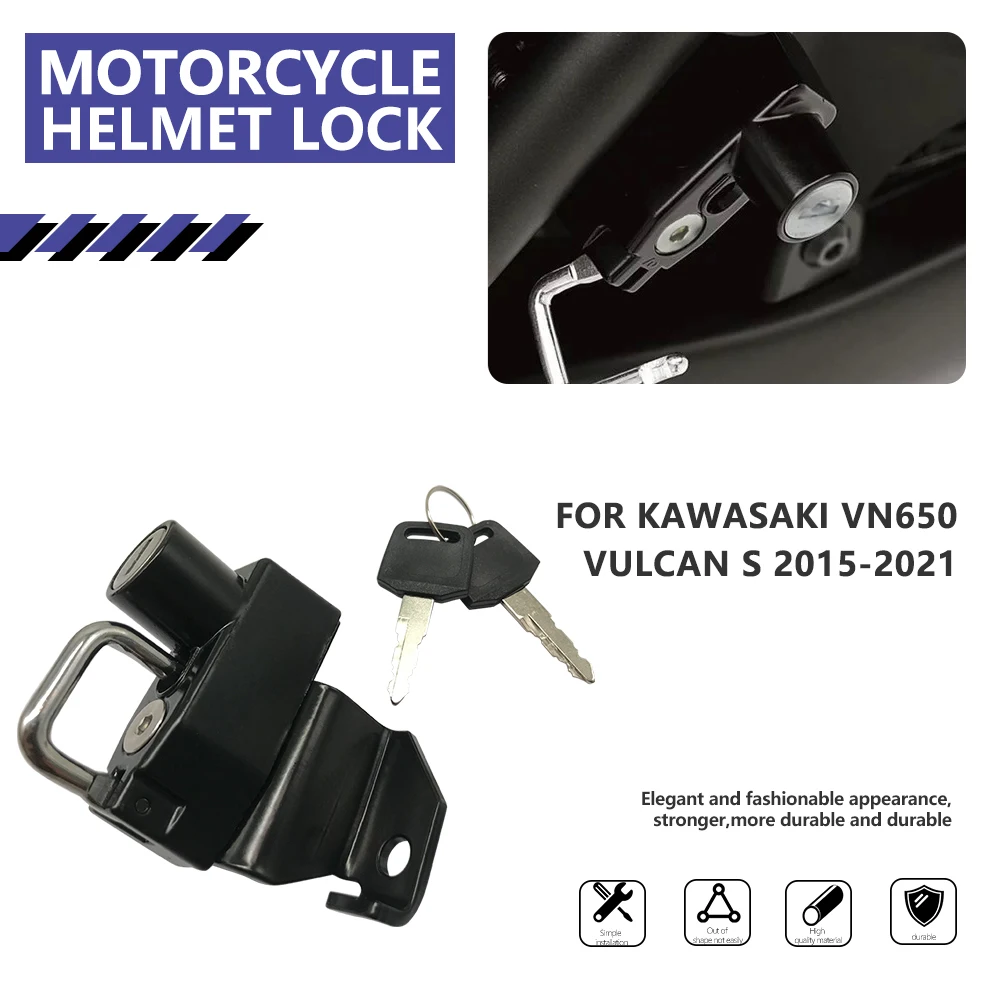 Motorcycle Helmet Lock For Kawasaki Vulcan S 650 VN 650 2015-2021 Mount Bumper Hook Keys Locking Anti-theft Safety Lock