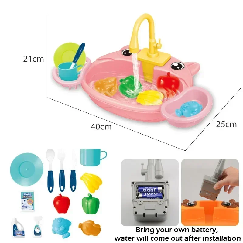 Kinderen Spelen Keuken Speelgoed Water Pretend Play House Kids Kan Afvoer Wastafel Gootsteen Kids Keuken Set Speelgoed voor meisje Jongen Geschenken Hot