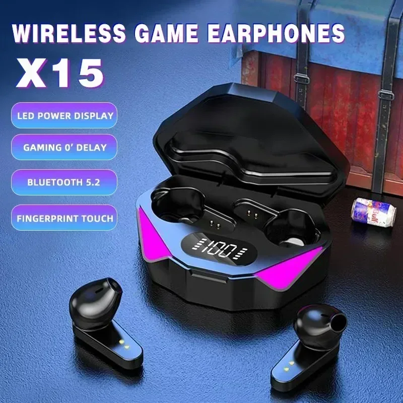 Novos Fones de Ouvido Bluetooth TWS Sem Fio com Baixa Latência de 65ms, Fones de Ouvido para Jogos, Headset Gamer com Microfone para Celulares