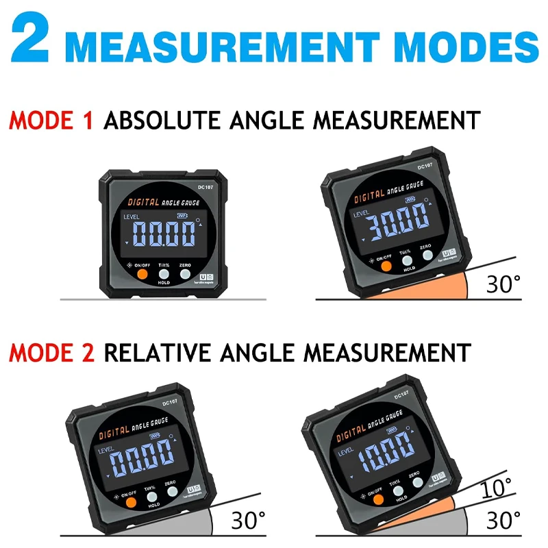 Digital Protractor Laser USB Inclinometer 360° Level Angle Finder High Precision Goniometer Magnet Tilt Measuring Tools