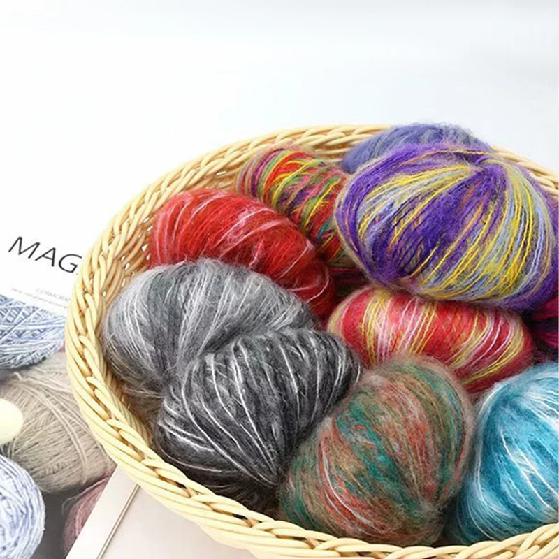 25g/ball Colorful Mohair Yarn Multicolor Rainbow Crochet Line Cotton Clothing Accessories DIY Hand Knitting Threads