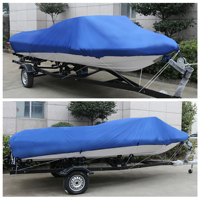 UXCELL 14-16ft 210D Trailerable Boat Cover Waterproof Fishing Ski Bass Speedboat V-shape Blue 540 x 290cm