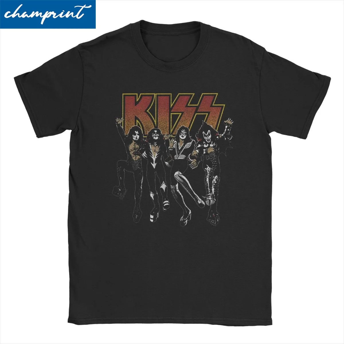 KISS Destroyer T Shirt for Men Women Pure Cotton Leisure T-Shirts O Neck Rock Band Heavy Metal Tee Sleeve Clothing Graphic