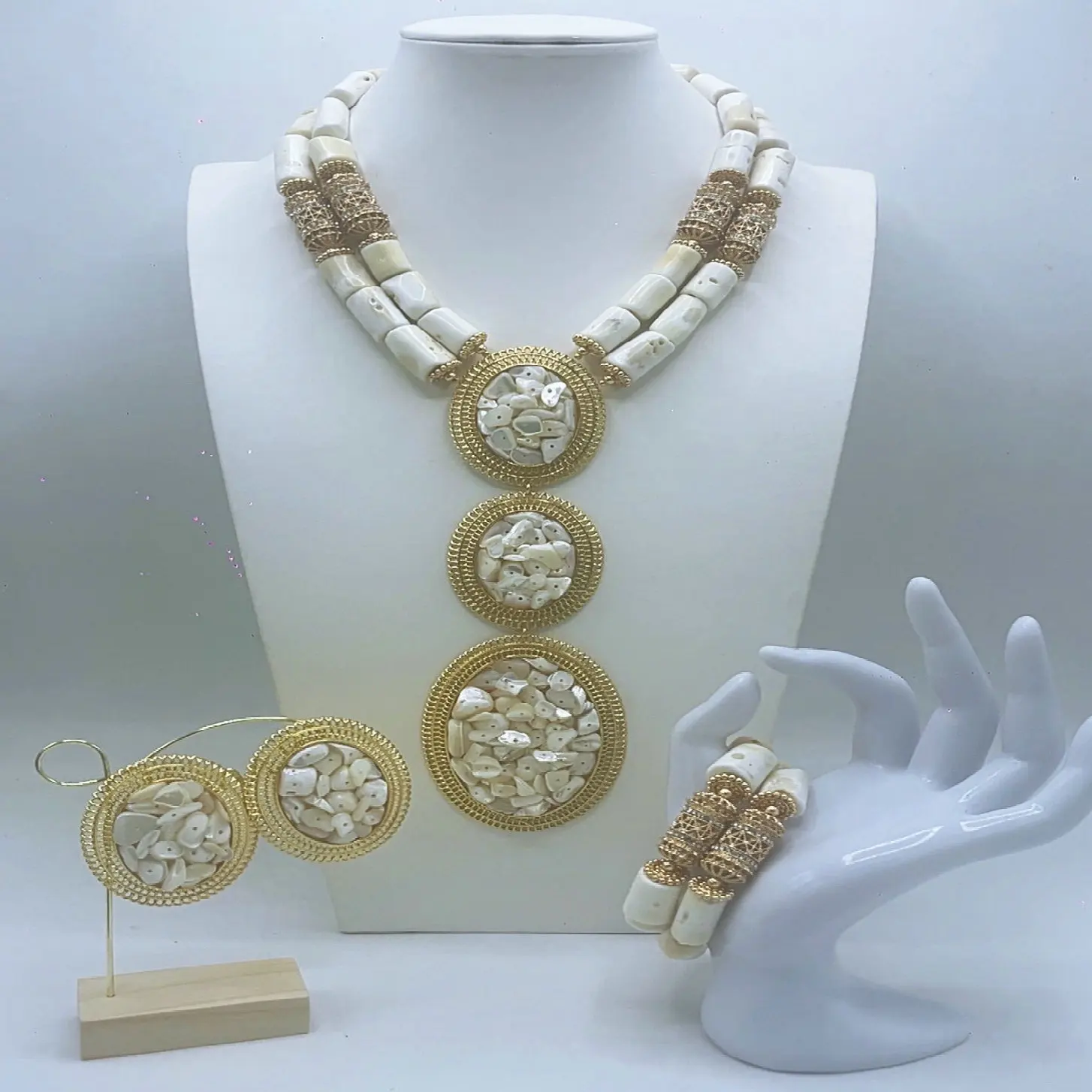 African Traditional Ethnic Coral Beads Jewelry Set For Nigerian Wedding Party