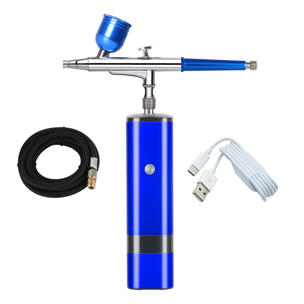 High Pressure silvery Color Dual Action Airbrush With Compressor Rechargeable Skin Care Tattoo Nail Beauty Makeup Art Design