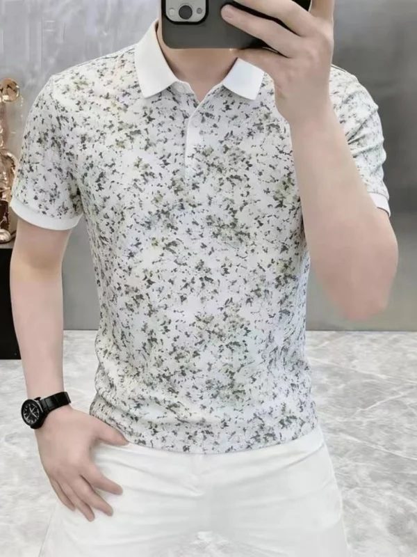 

Summer New Fashion Slim Fit Luxury European Style Short Sleeve T-Shirt Men Casual Design Breathable Comfortable Cotton Polyes...