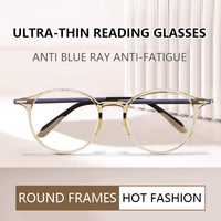 Ultra-Thin TR90 Blue Light Blocking Reading Glasses for Women with Case, Anti Glare/Eyestrain Computer Readers Transparent Brown