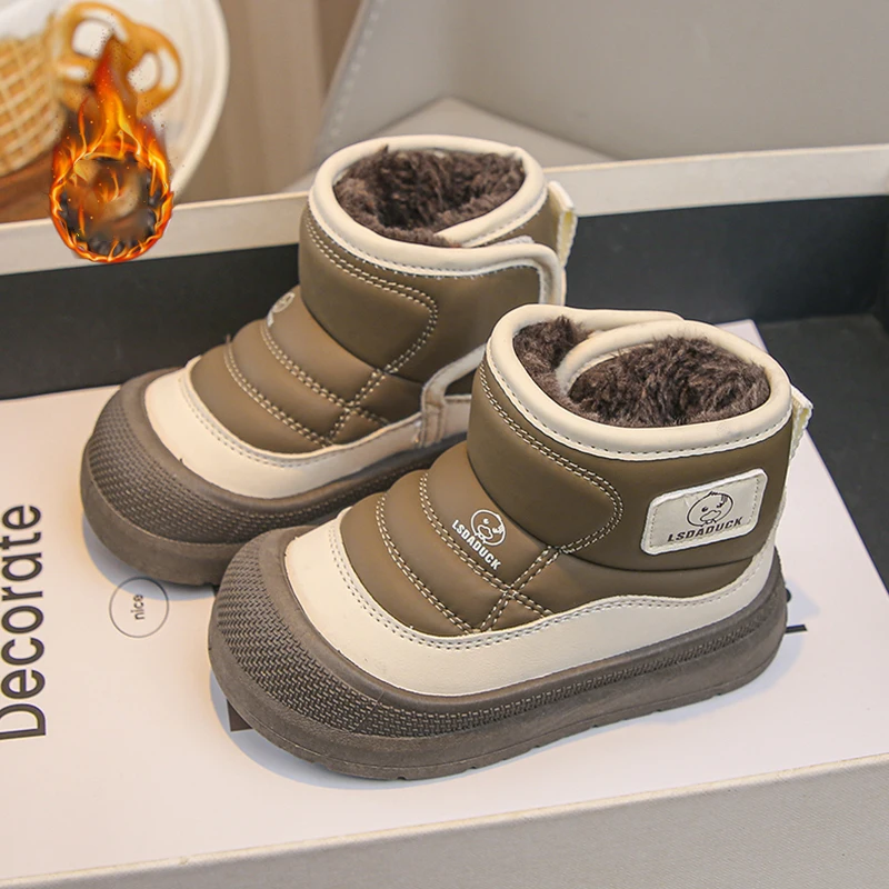 

Winter Plush Snow Boots Children's Thick Warm Boy Girl Cotton Shoes Waterproof Kid's Winter Boots Velvet Shoes Casual