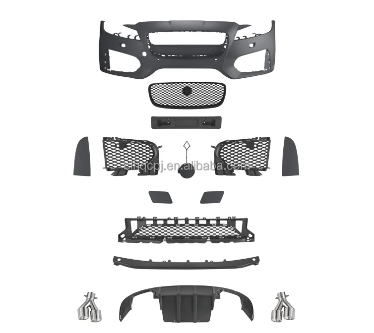 For Jaguar XF 2016-2020 base upgrade to XF-S version front bumper completely rear lip with exhaust body kit