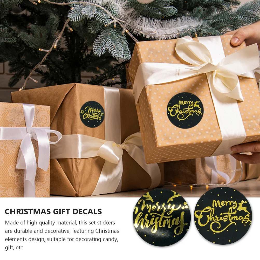 

2 Rolls Merry Christmas Stickers Waterproof Foil Seal Tags for Bag Closure Party Favors Gifting Needs Christmas Sticker