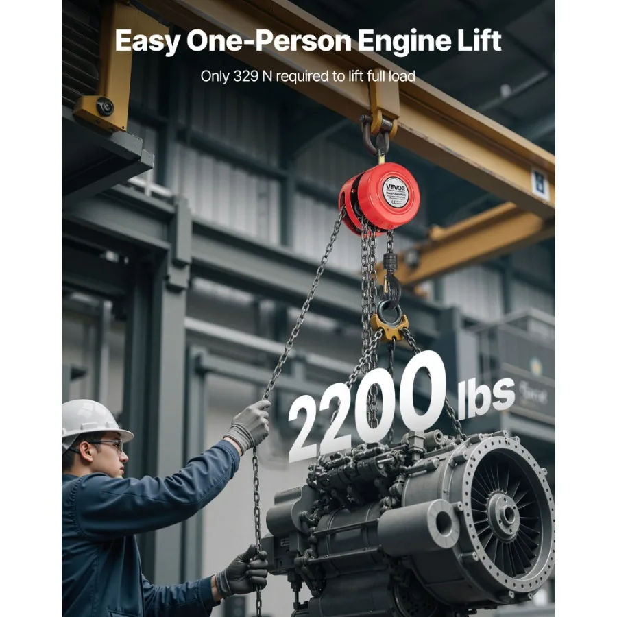 رافعة سلسلة يدوية سعة 1 طن 2200 رطل كتلة سلسلة يدوية مع ترقية سلسلة مجلفنة G70 ارتفاع رفع 20 قدم شديد التحمل