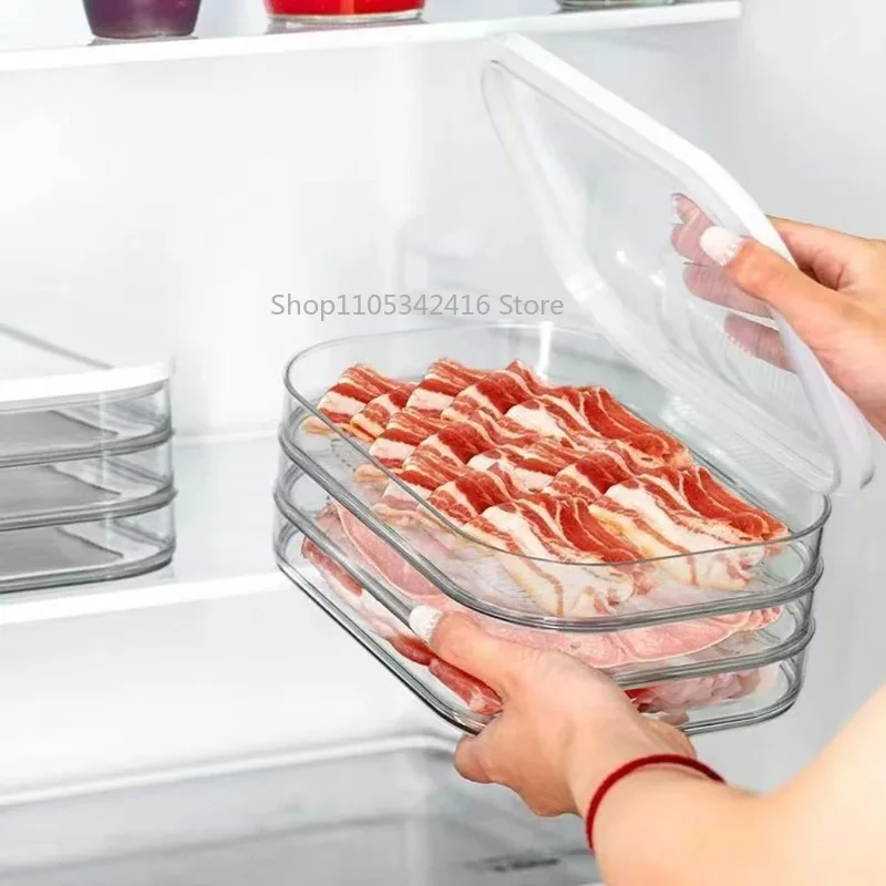 Stackable Bacon & Lunch Meat Storage Containers for Fridge, Refrigerator Food Prep Boxes with Lids, Deli Meat Keeper
