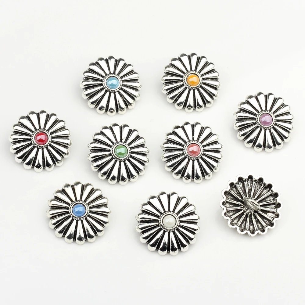 3pcs/lot 30MM Retro Zinc Alloy Round  Clothes Decorative Daisy Buttons Charms Pendant For DIY CONCHO Jewelry Accessories image 6