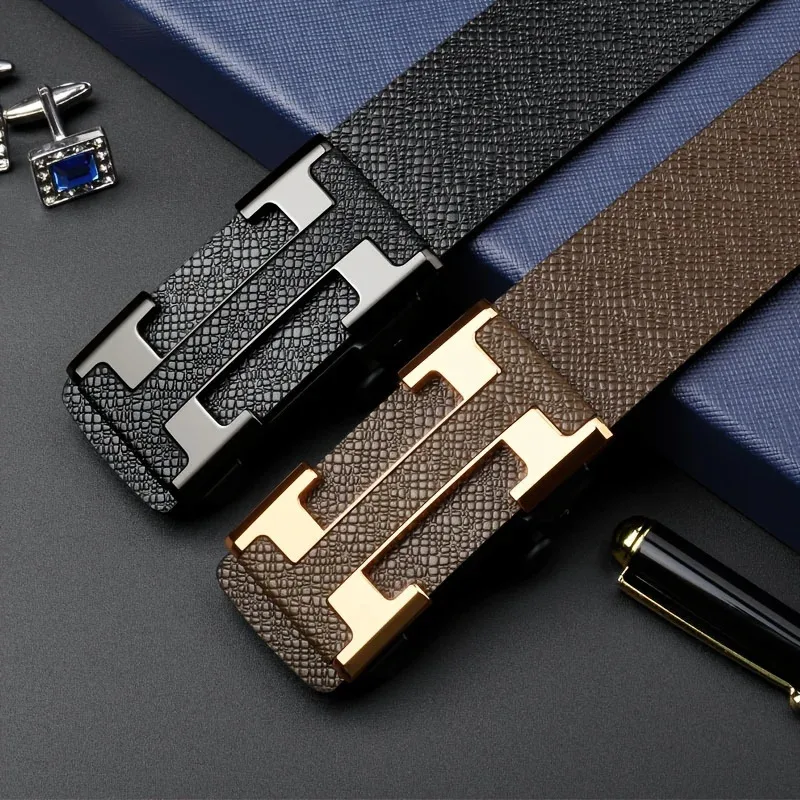 2025 NUOVE cinture con fibbia automatica, cinture non porose abbottonate, cinture da lavoro, cinture alla moda per giovani e di mezza età.