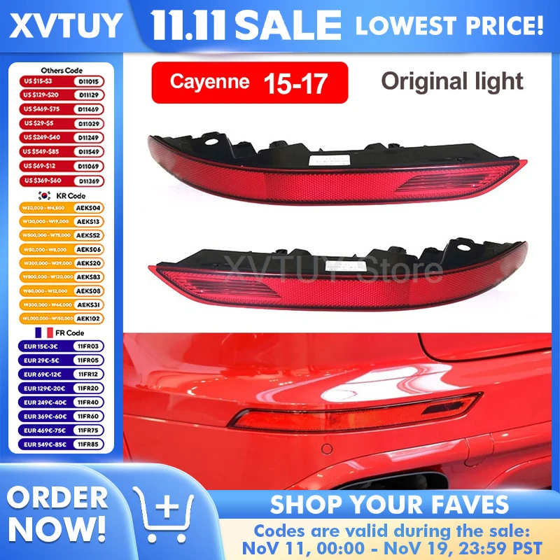 

Задний бампер для Porsche Cayenne 2015-2017 2018-2023, седан, тормозной задний бампер, стоп-сигнал, противотуманная фара, автомобильные аксессуары