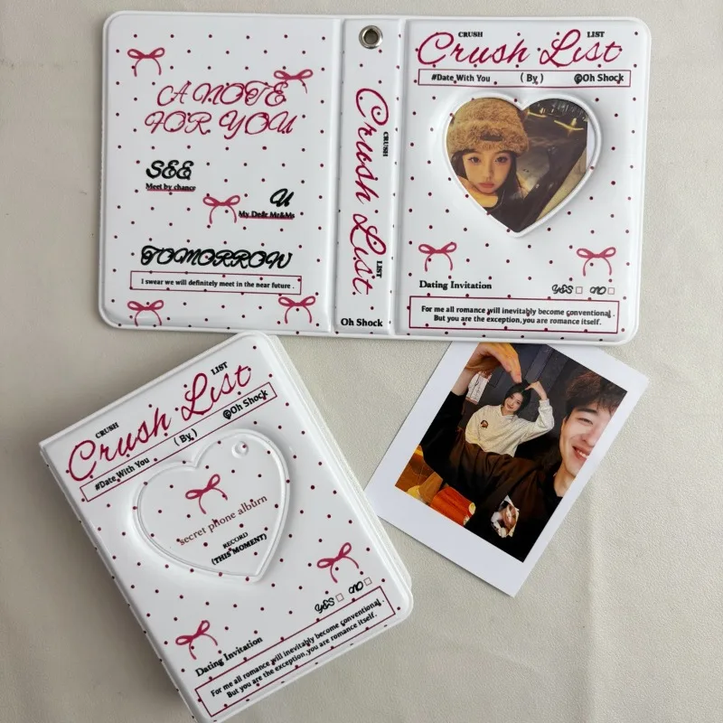 

Милый мультяшный альбом для карт в форме сердца с одним карманом, эстетический 3-дюймовый органайзер для фотографий для Kpop, держатель для карт памяти