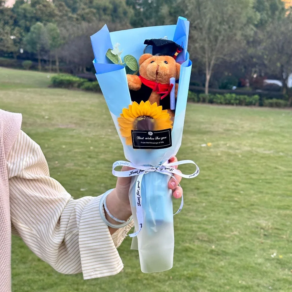 

Bouquet Decoration Graduation Bear Bouquet Plush Bear Lovely Bear Plush Bouquet Elegant Cartoon Doctoral Bear Toy