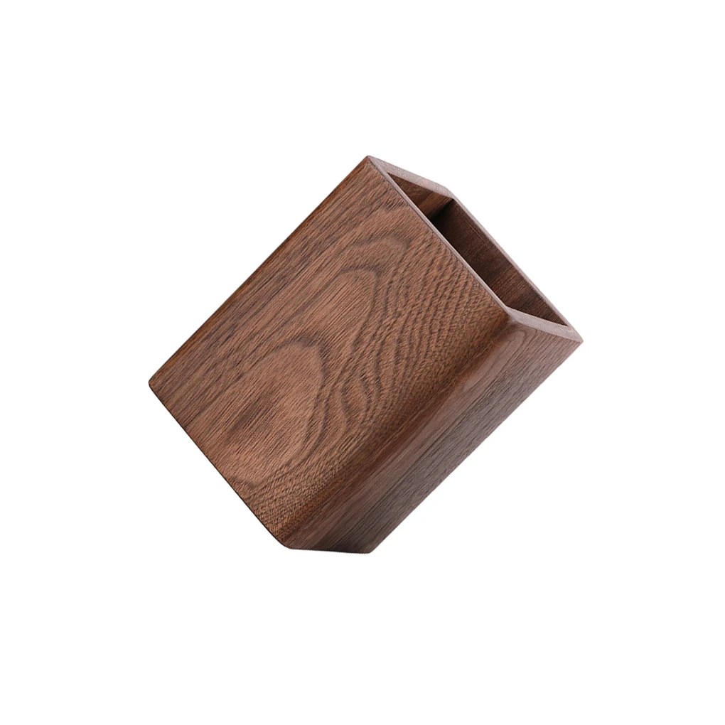 Wooden Stationery Organizer Square Pen Holder Black Walnut Wood Desk Decoration Stationery up Brushes Offices