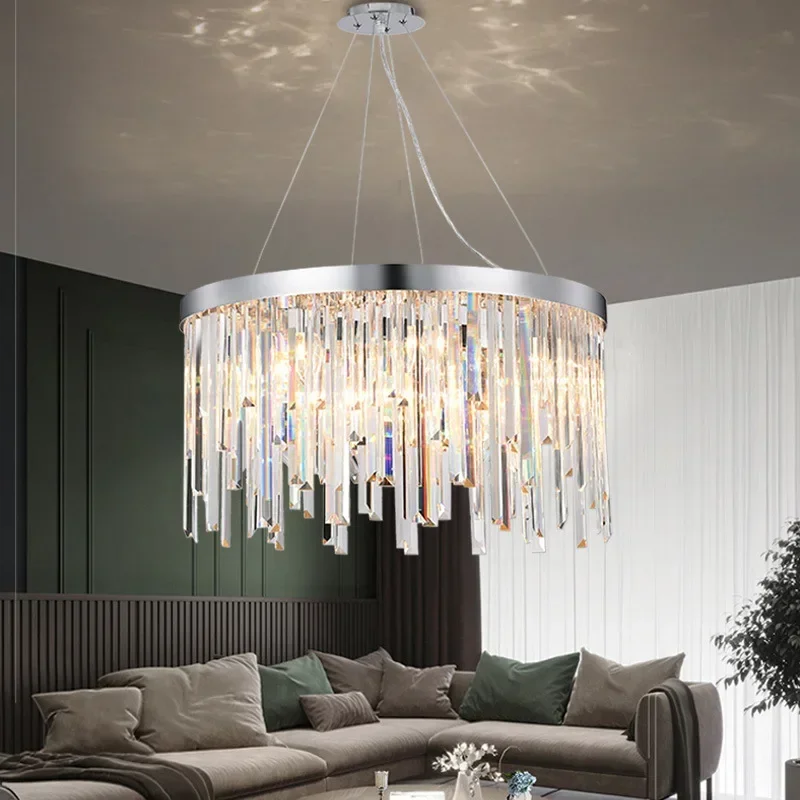 New Design K9 Transparent Crystal Ceiling Chandelier Dining Table Living Room Kitchen High-End LED Decor Maison Ring Lighting