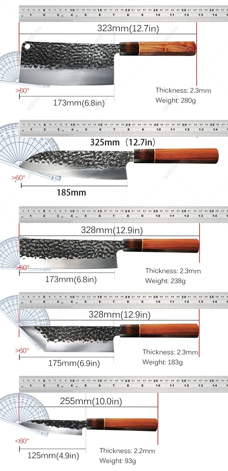 Japanese Santoku Knives Professional Chef Knife Kitchen Knives Set Hand-forged Salmon Slicing Knife Sashimi Knife Fish Knives