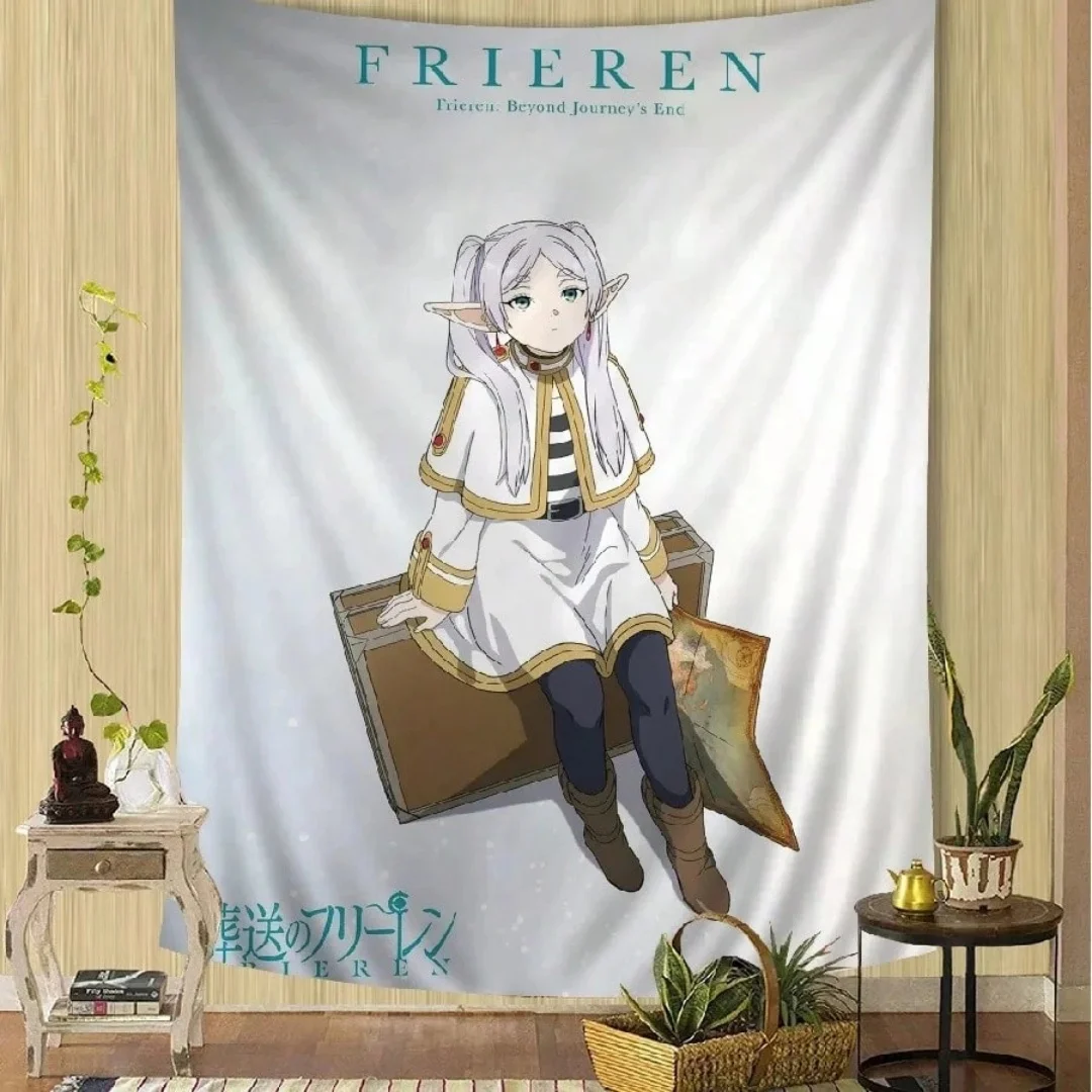 Tapiz decorativo de anime Frieren Beyond Journey's End, tapiz decorativo con temática de elfo mago para colgar en la pared, tela decorativa para decoración de habitaciones