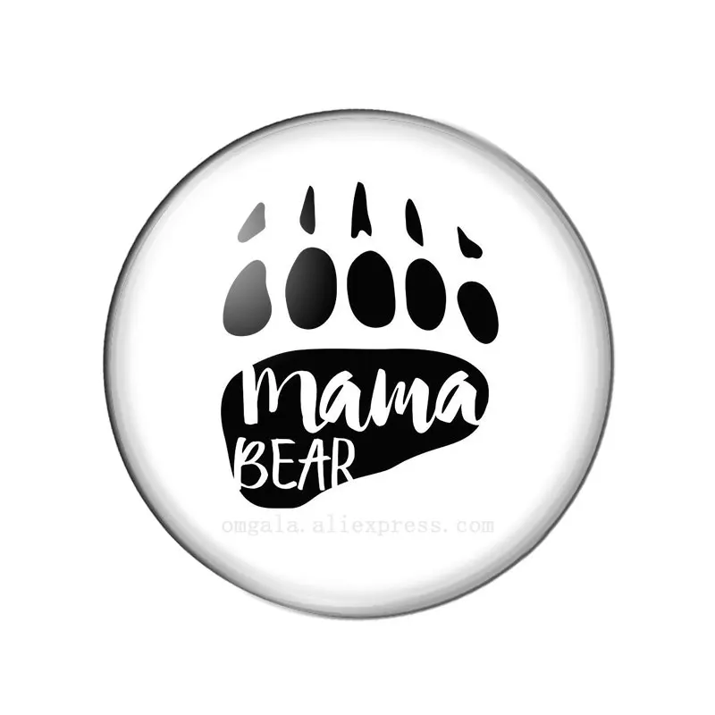 Love Black Mama Papa BeAR Paw Patterns 10pcs 12/14/16/18mm/20mm/25mm Round photo glass cabochon demo flat back Making findings