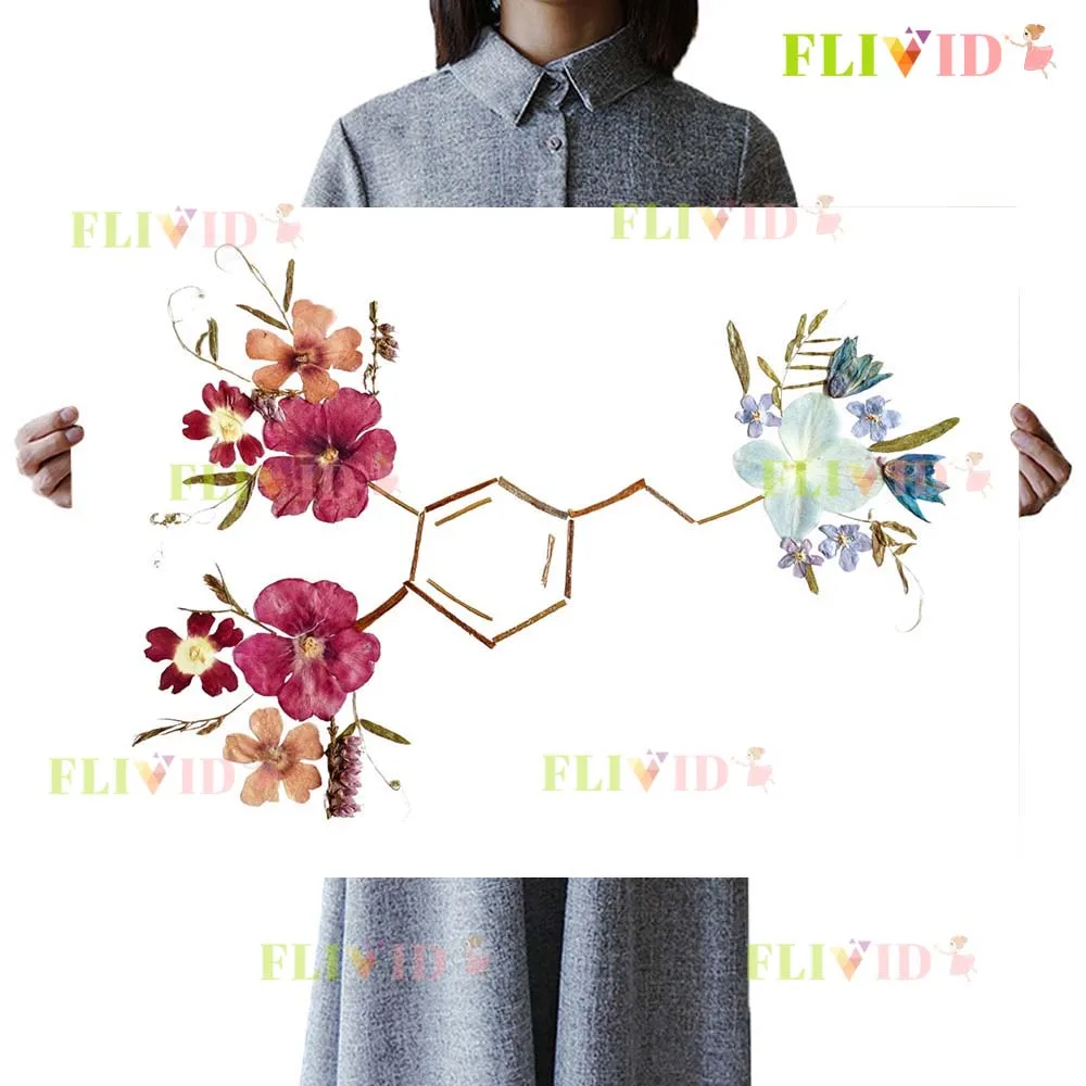 Abstract Chemical Molecules Flowers Poster Wall Art Canvas Painting Home Decor Wall Pictures For Living Room Unframed