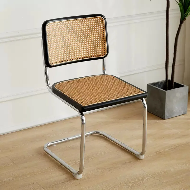 

Minimalist dining chair with a backrest; French vintage dining chair for home use; rattan chair for balcony leisure