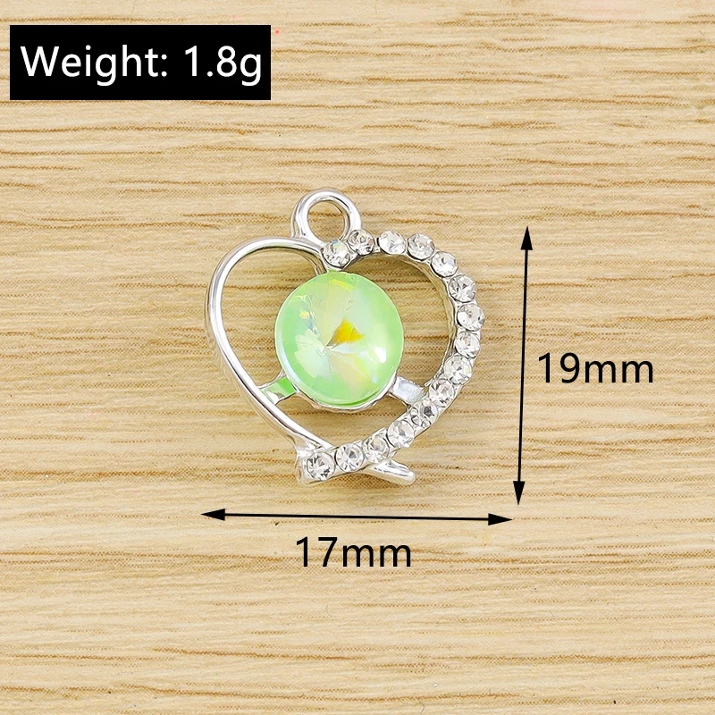 10 Stück Niedliche Kristall-Metall-Herzanhänger für die Herstellung von Ohrringen, Halsketten, Armbändern, DIY-Bastelarbeiten und Schmuckzubehör – Detail 11