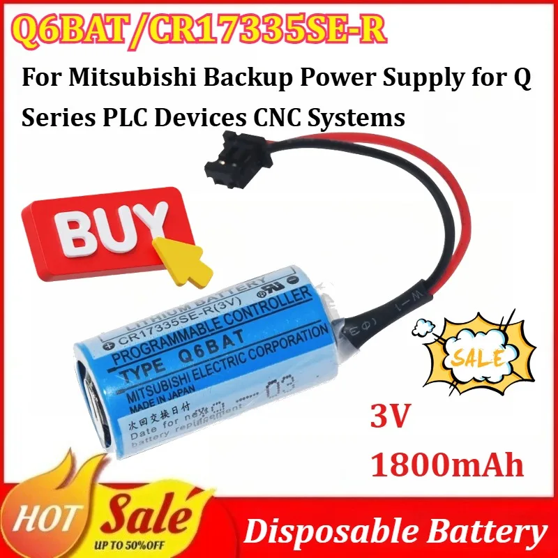 New Q6BAT/CR17335SE-R 3V 1800mAh Disposable Battery for Mitsubishi Backup Power Supply for Q Series PLC Devices CNC Systems