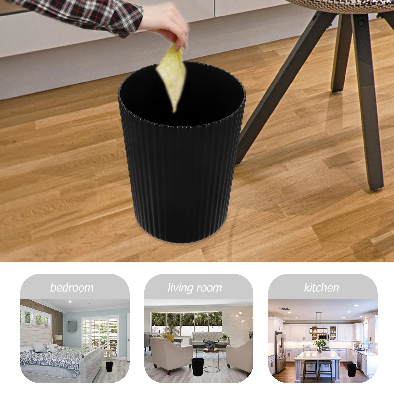 

Flip-top Trash Can Waste Bin Garbage Office Kitchen Trashcans for Bedroom Round