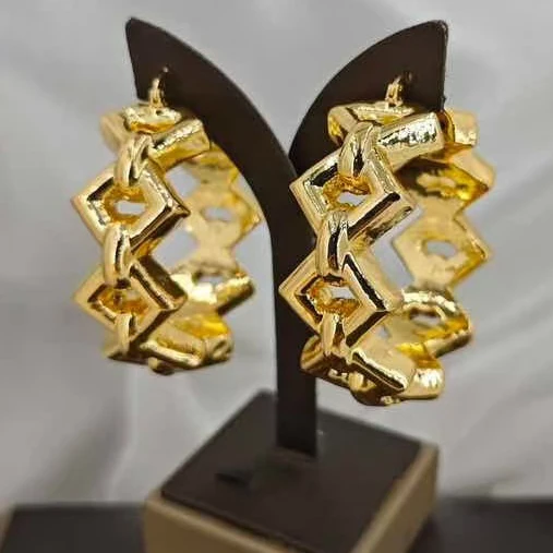 

New In Chunky Hammered Abstract Statement Drop Earrings Oversized Gold Plated Textured Earrings for Women Party Daily Wear Hot