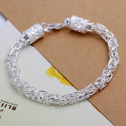 Retro Elements Fashion 925 Sterling Silver Bracelets Chain Jewelry for Women Men Gift Fine Pretty Wedding 20cm