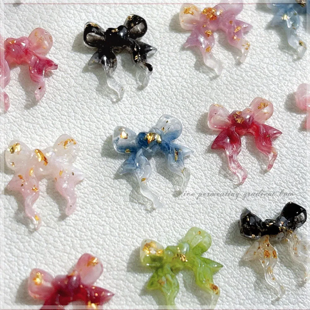 30pcs 3D Resin Bows On Nails INS Sweet Ribbon Bow Nails Charm Mixed Color Decoration For Nails Exquisite Manicure Ornaments